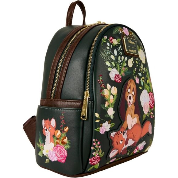 NWT Disney Loungefly Fox & The Hound Floral Mini Backpack - Picture 3 of 5